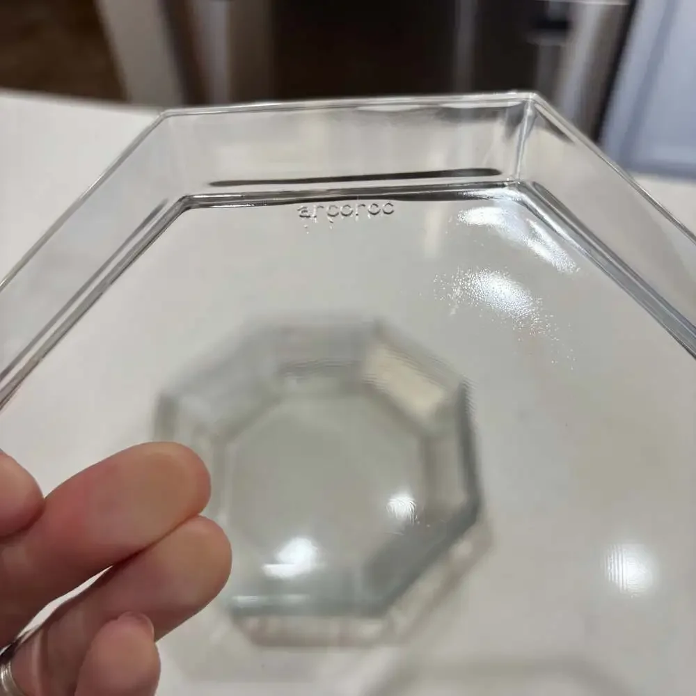 Vintage Arcoroc Octime Clear Glass Octagonal Soup Bowls 7.5” (6)